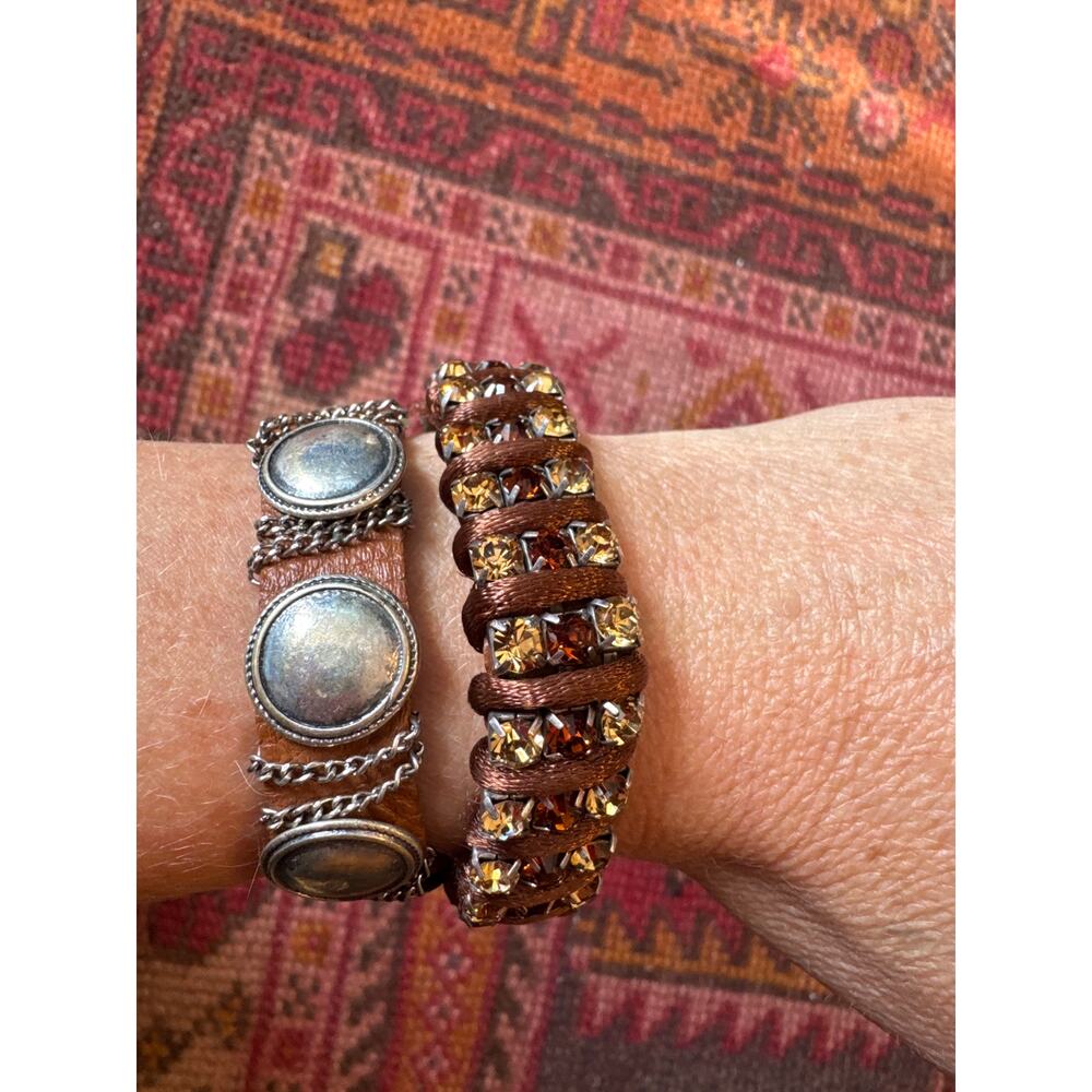 Boho‎ Leather Rhinestone Stud Wrap Bracelet